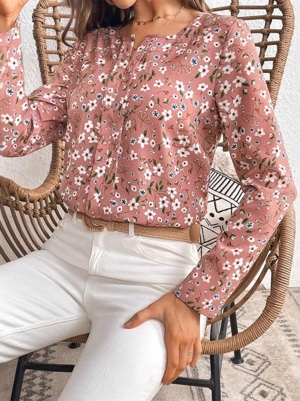 Floral Print Long Sleeve Blouse