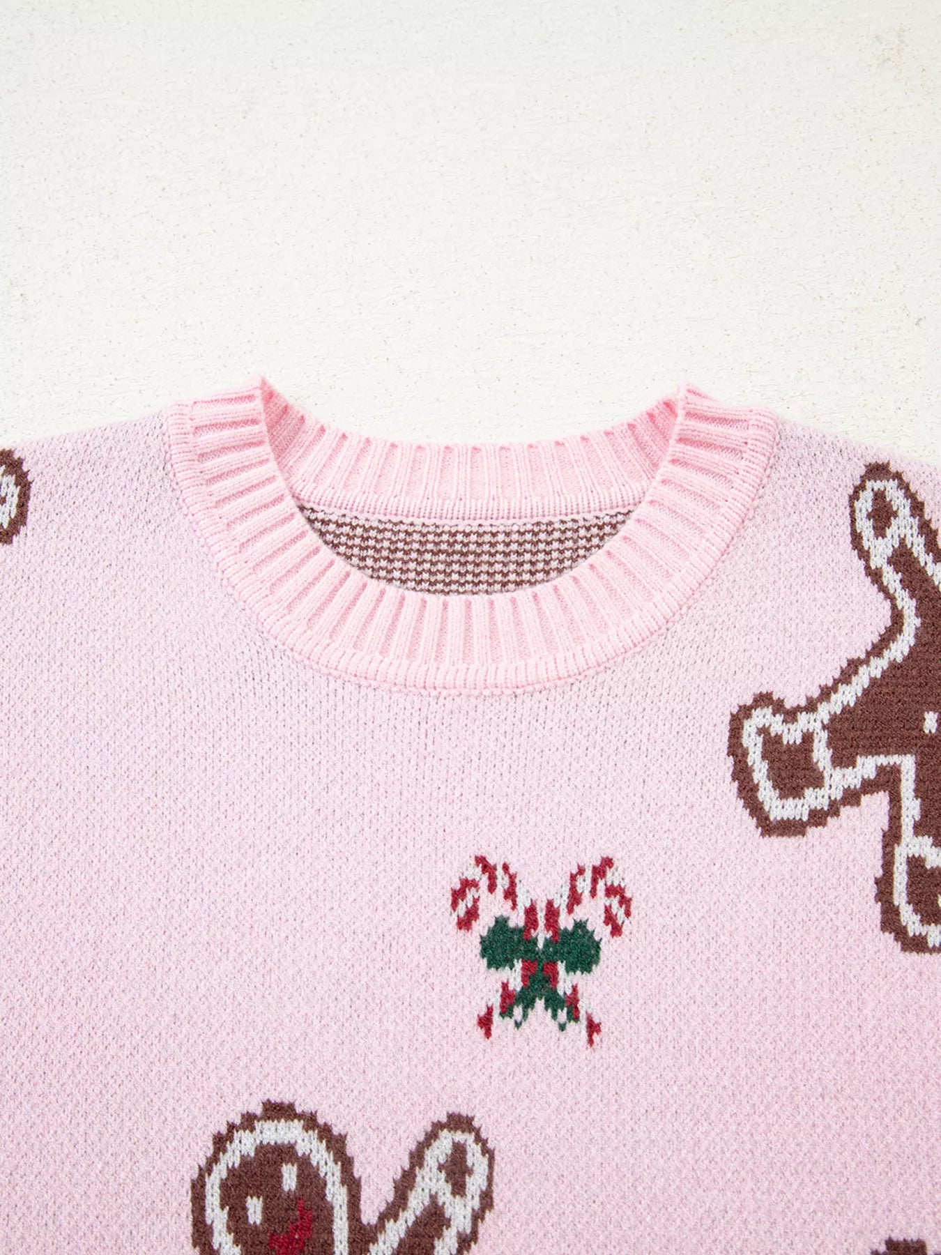 Christmas Ginger Bread Man Round Neck Casual Sweater