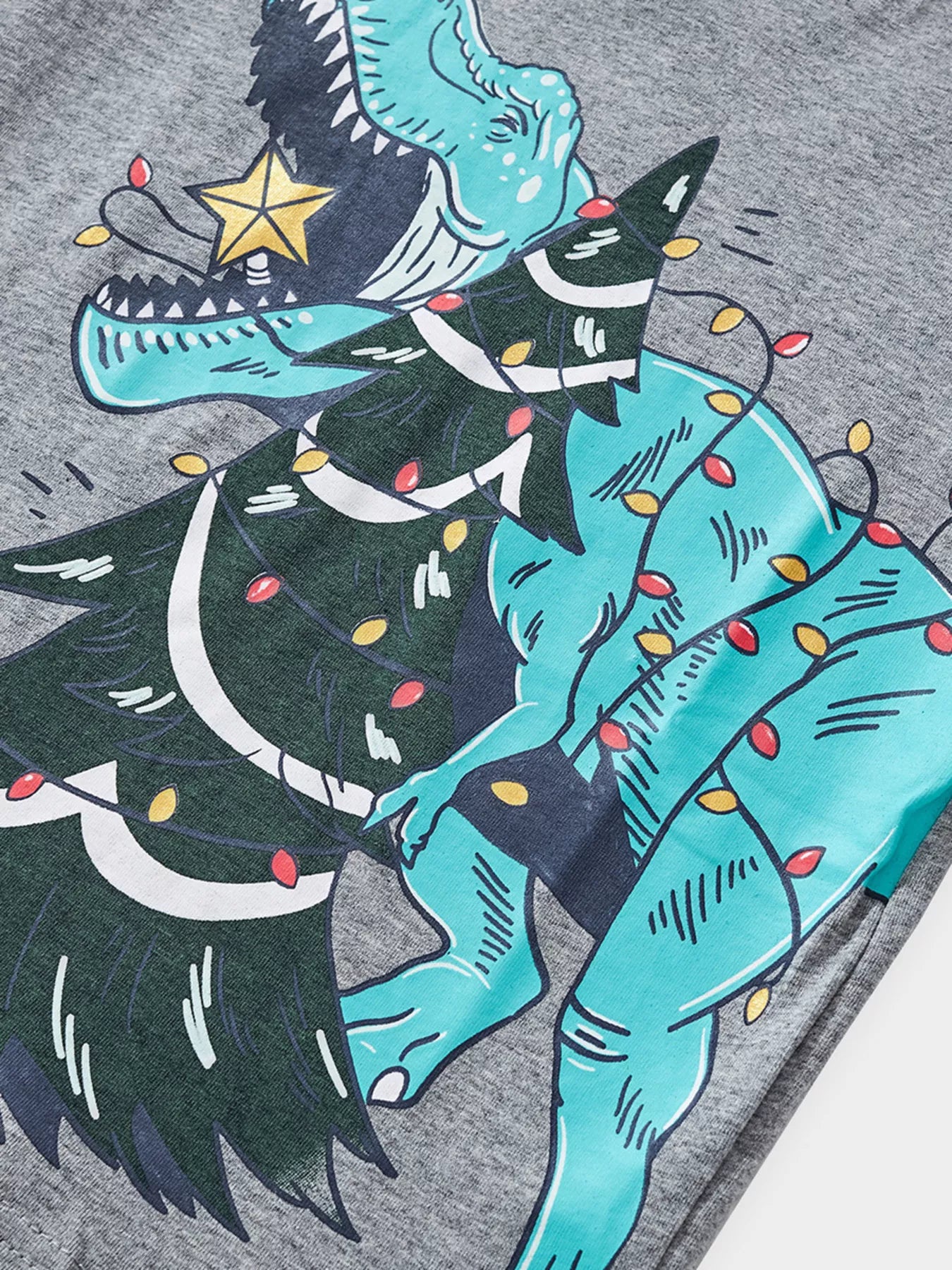 Children's Dinosaur Christmas Tree Graphic Long Sleeve T-Shirt