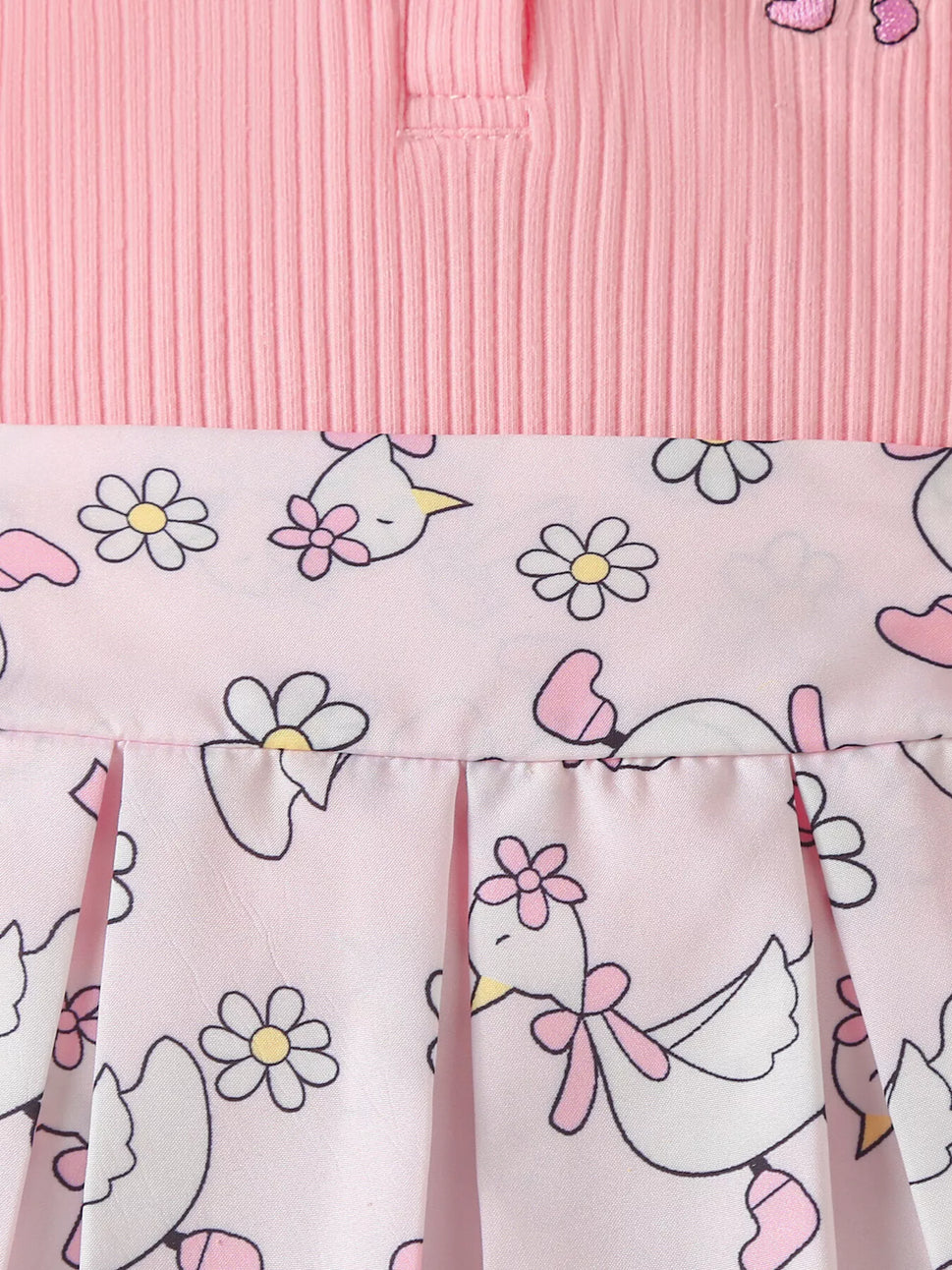 Children's Embroidered Ribbed Polo Shirt & Pleated Skirt Set