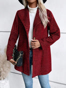 Switch Plaid Collared Neck Long Sleeve Jacket 2 image