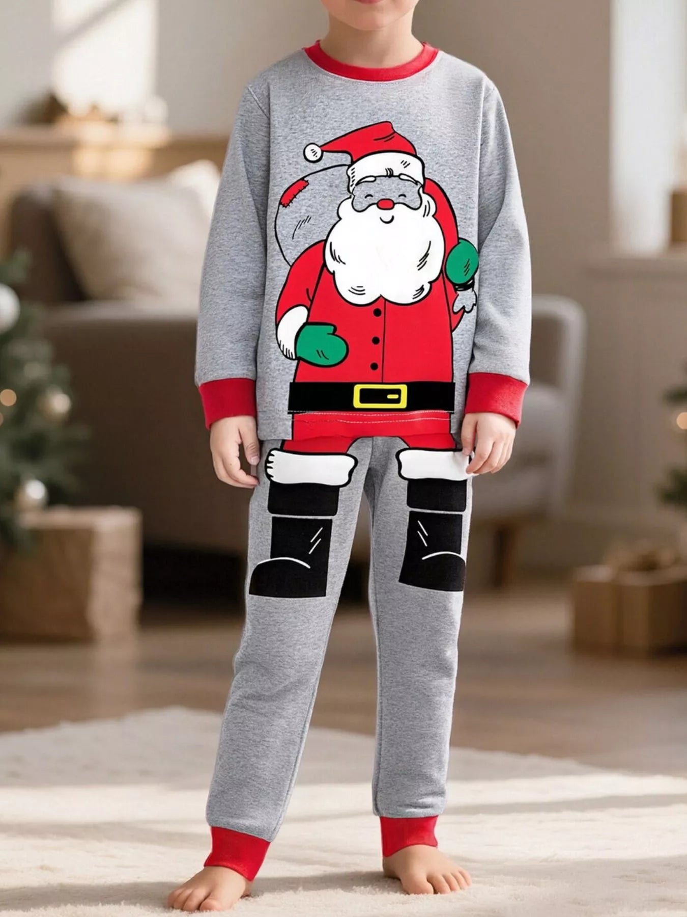 Children's Santa Round Neck Pajama Set