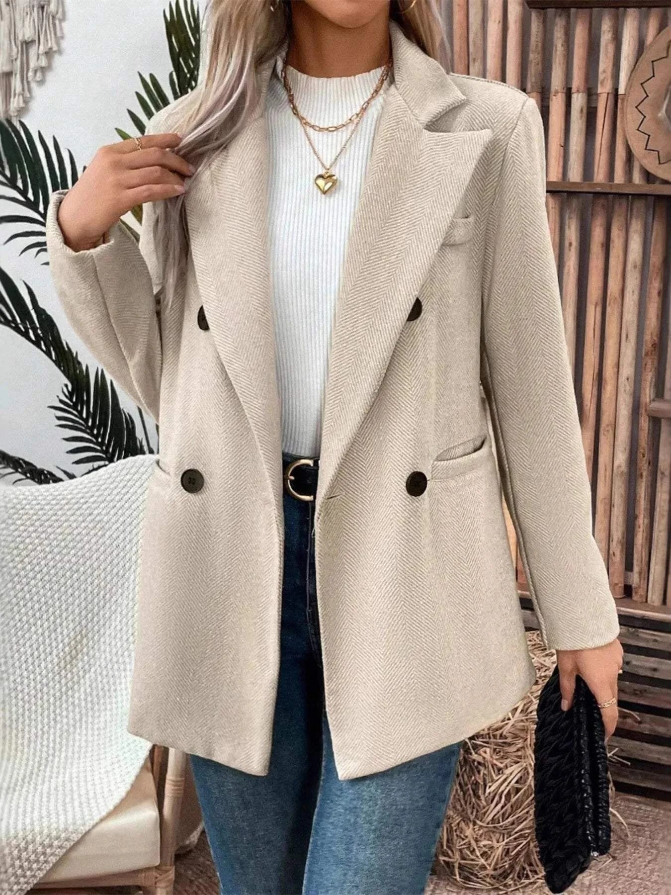 Lapel Collar Long Sleeve Blazer