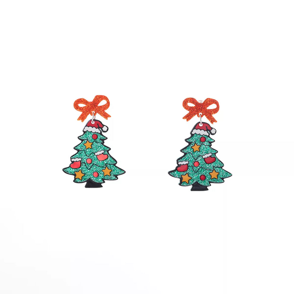 Acrylic Christmas Tree Drop Earrings