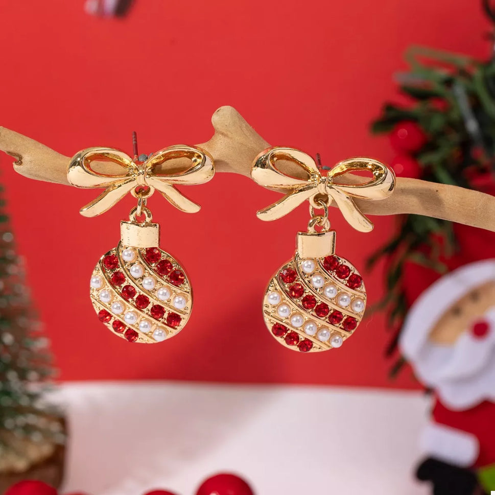 Christmas Bow Drop Earrings
