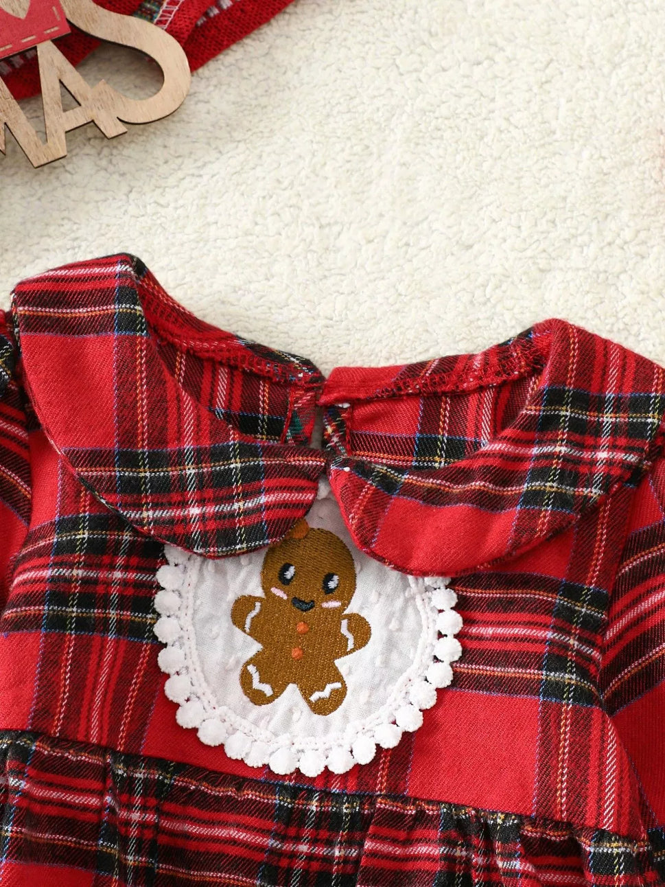 Children's Christmas Plaid Gingerbread One-Piece