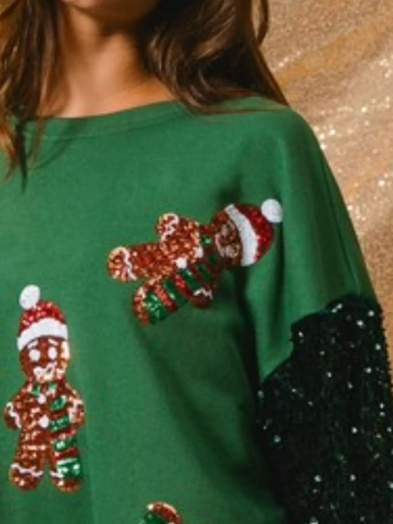 Christmas Theme Sequin Long Sleeve Sweatshirt