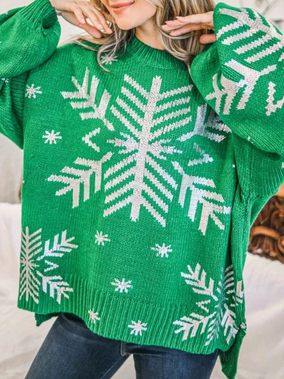 Christmas Snowflake Long Sleeve Sweater