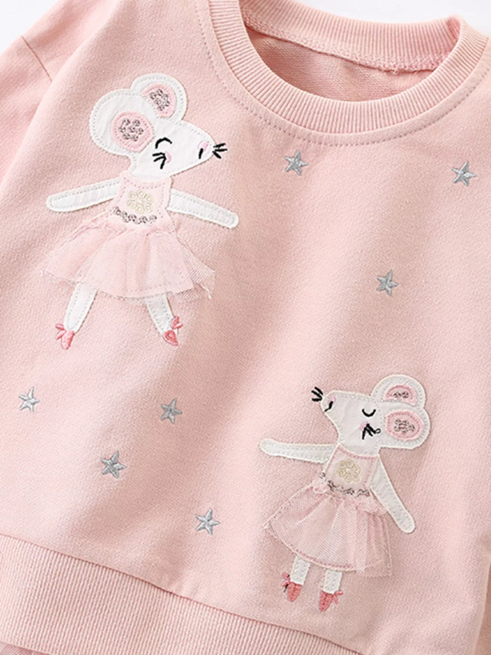 Children's Ballerina Mouse Applique Sweatshirt & Pants Set