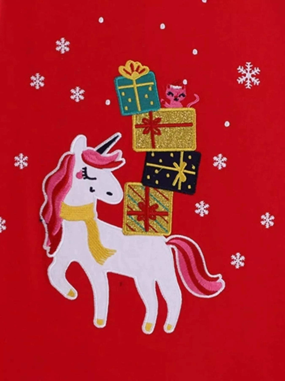 Children's Christmas Unicorn & Gifts Long Sleeve Dress