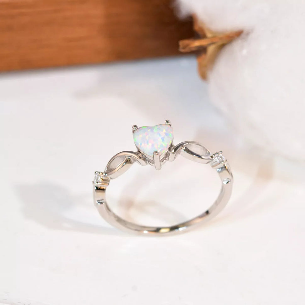 925 Sterling Silver Zircon Heart Ring
