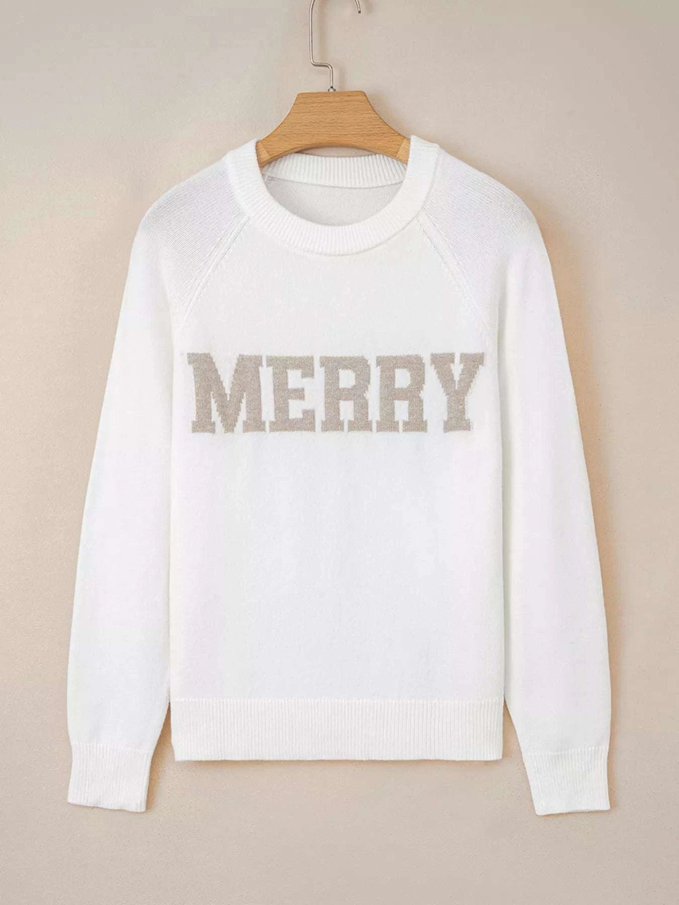 MERRY Letter Pattern Christmas Raglan Sleeve Sweater