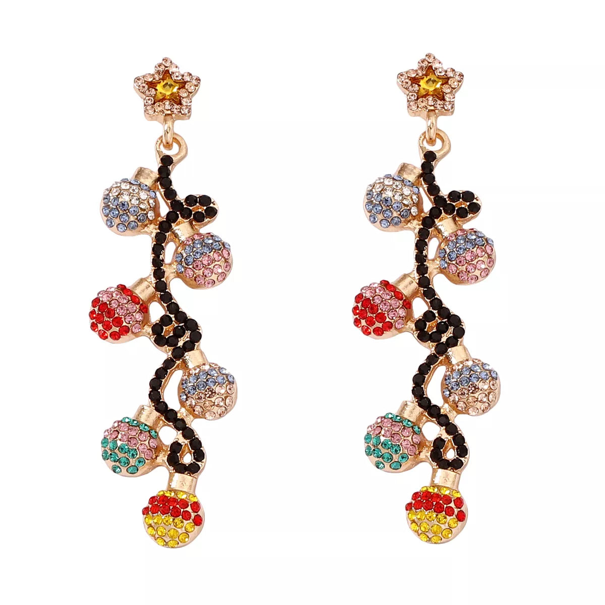 Christmas 18K Gold-Plated Rhinestone Earrings