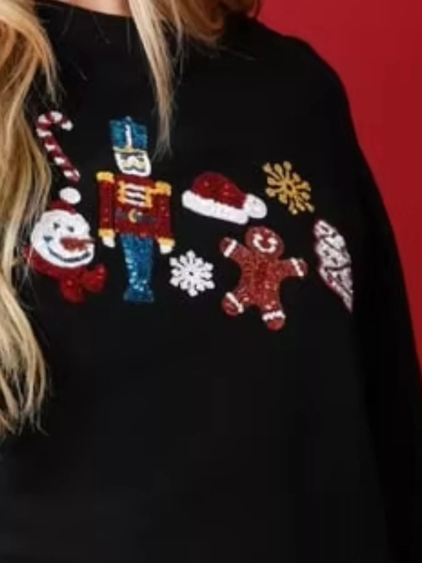 Christmas Sequin Cropped Sweatshirt