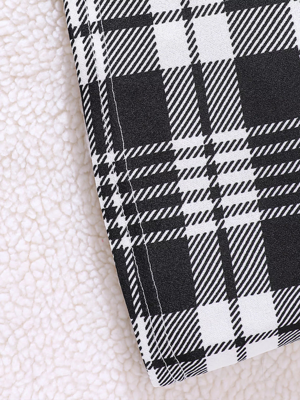 Children's Fuzzy Cardigan & Plaid Dress Set