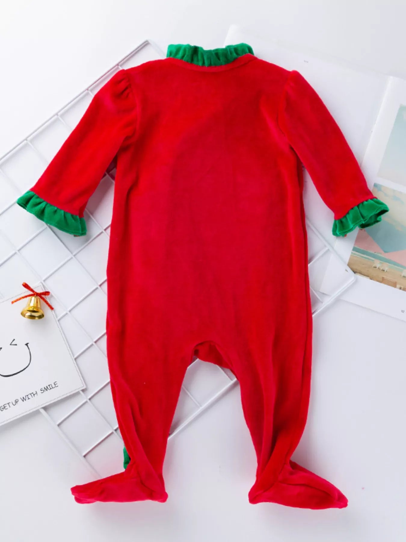 Children's Christmas Velvet One-Piece with Hat