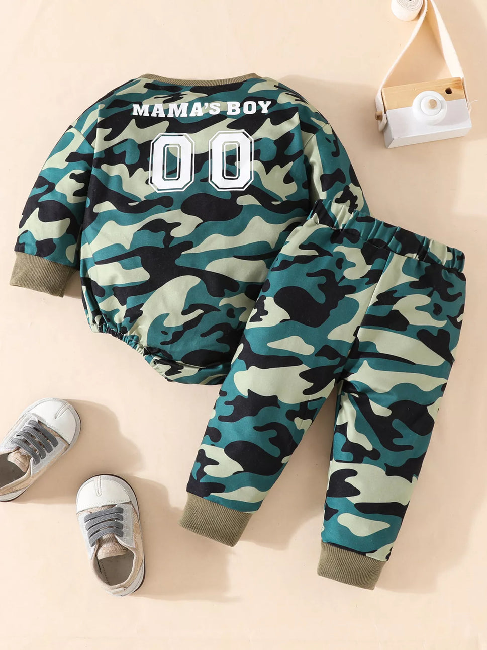 Children's Camouflage Print Bodysuit & Pants Set