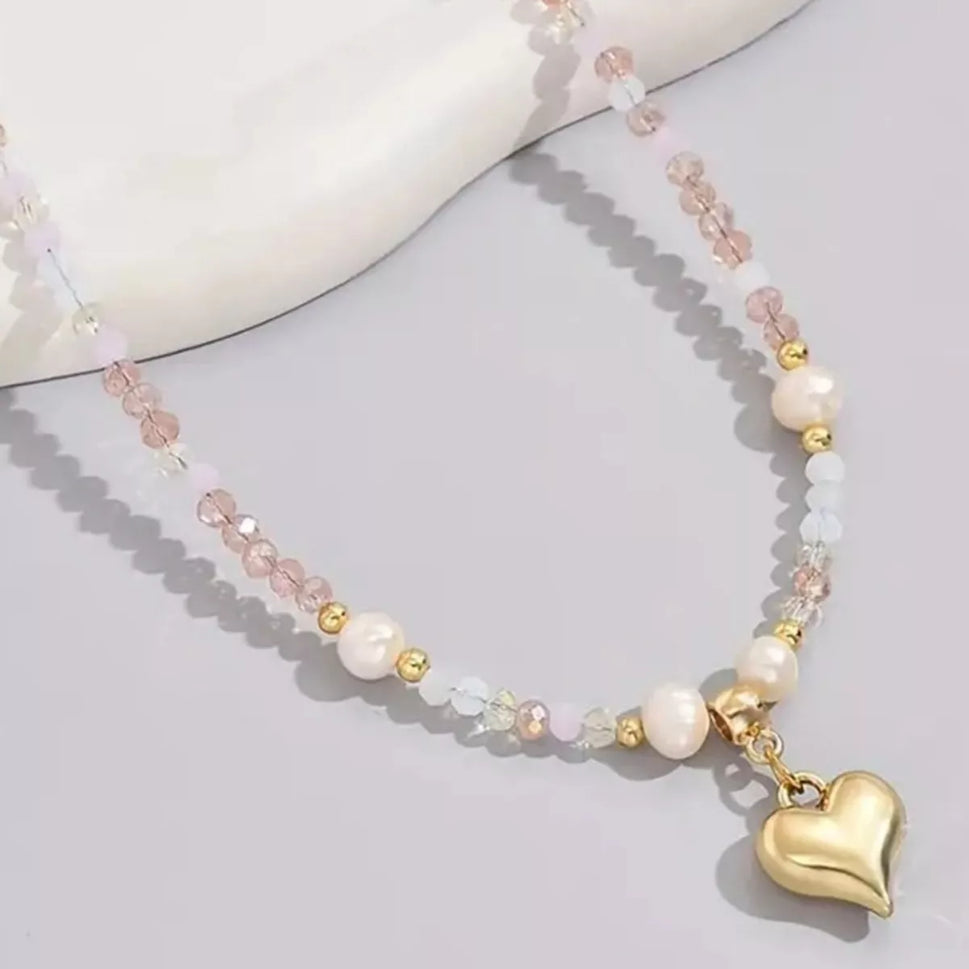 Bead Heart Pendant Necklace