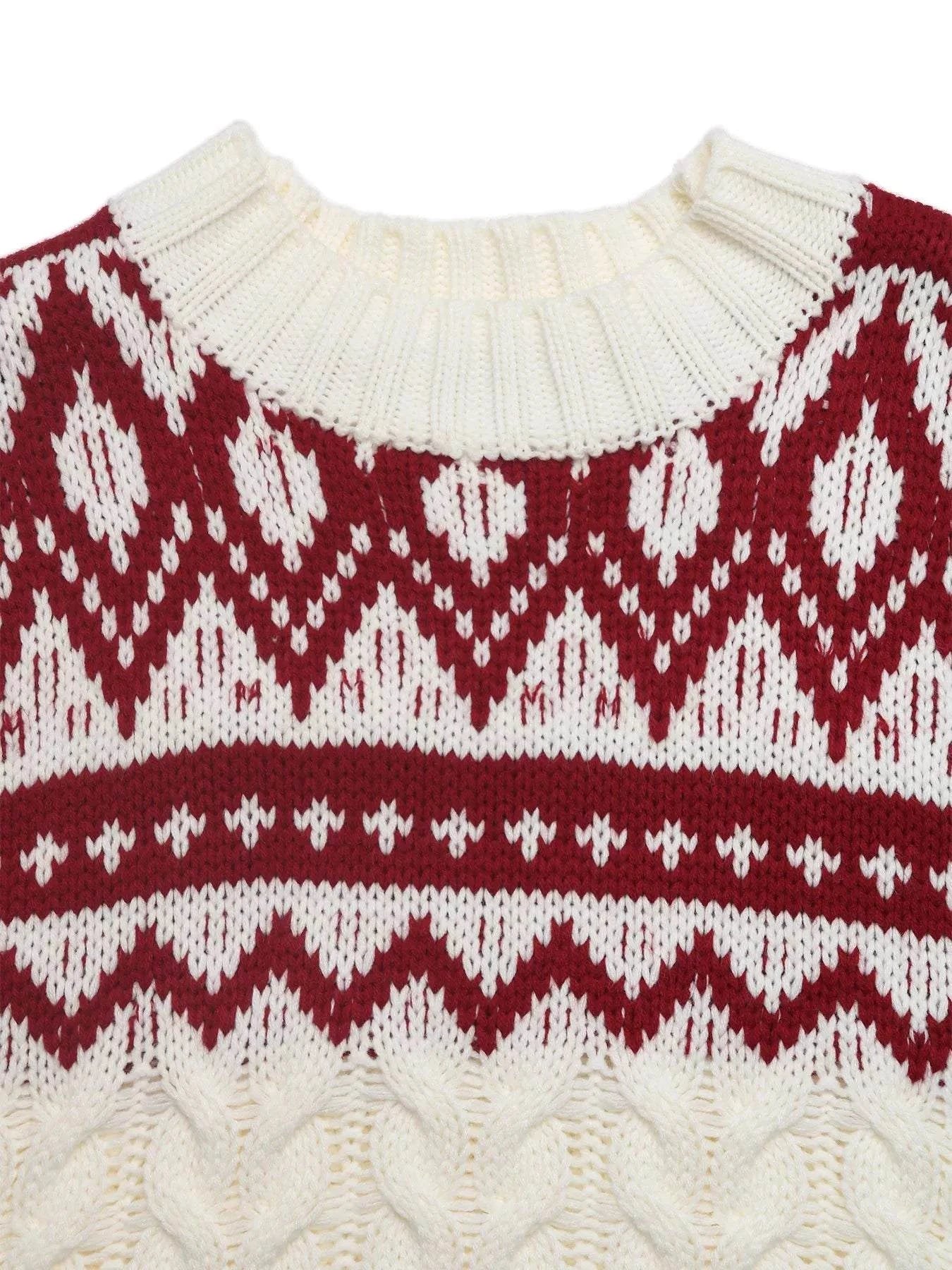 Christmas Cable Knit Long Sleeve Sweater
