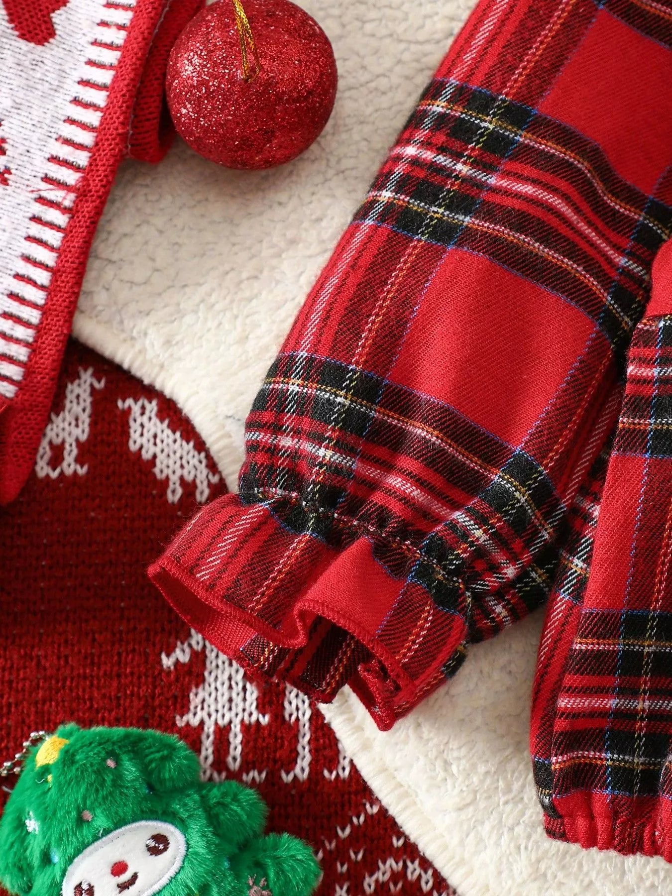 Children's Christmas Plaid Gingerbread One-Piece