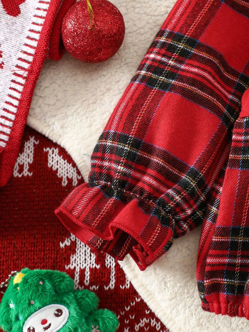 Children's Christmas Plaid Gingerbread One-Piece