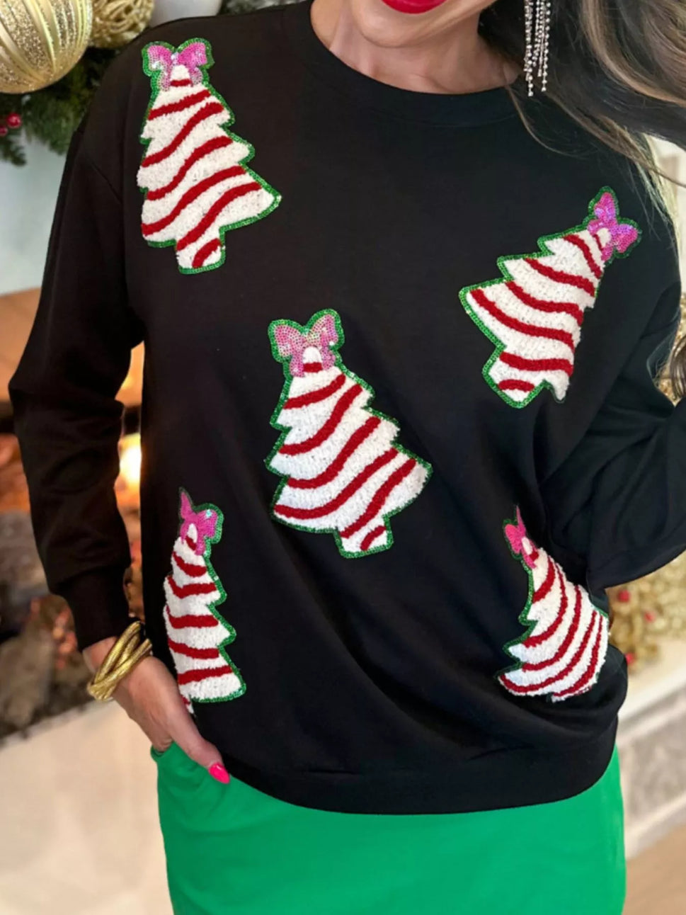 Christmas Tree Sequin Long Sleeve Sweatshirt