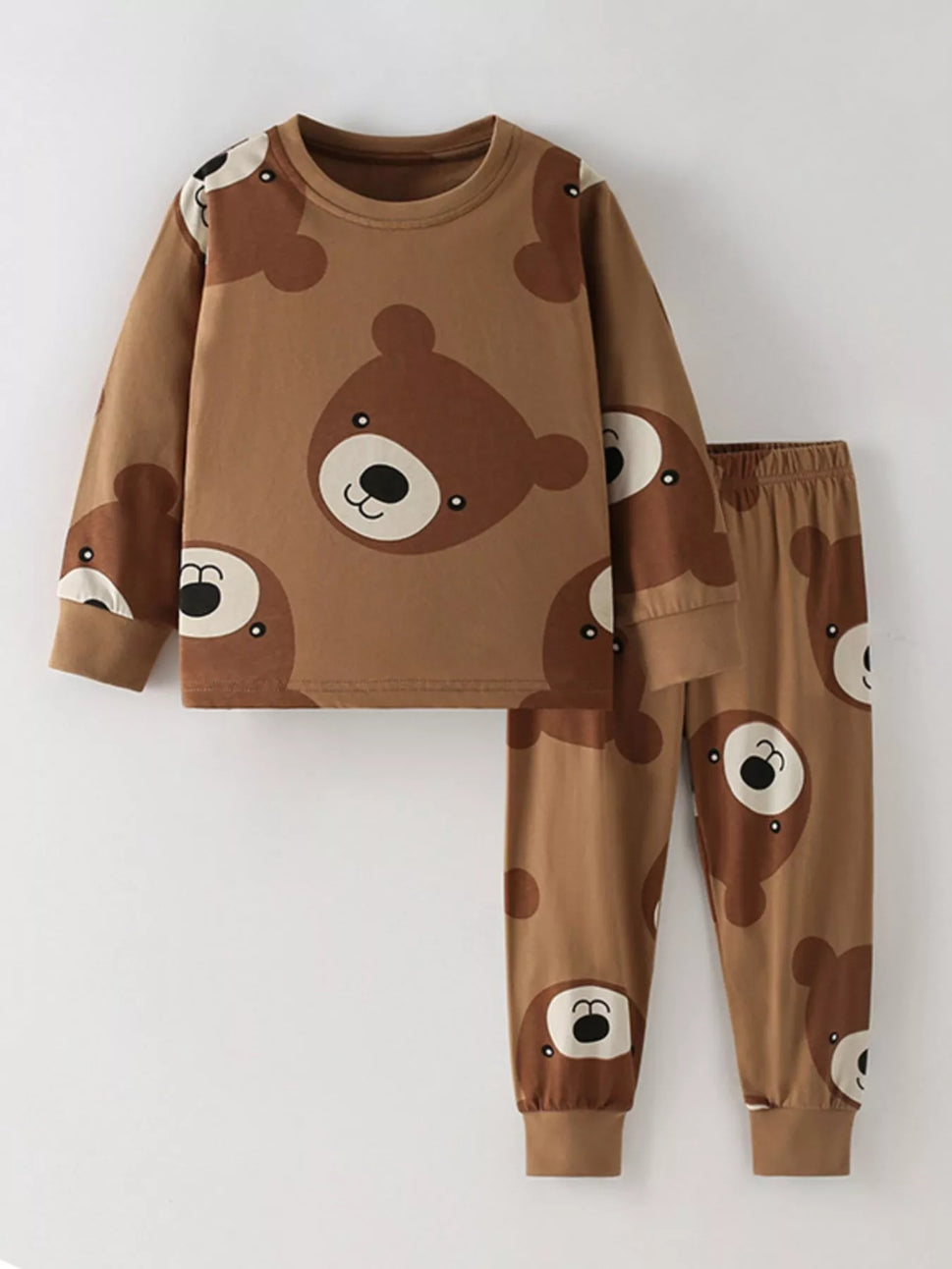 Children's Cute Bear Print Top and Pants Set