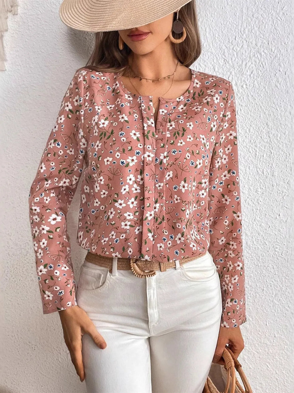 Floral Print Long Sleeve Blouse