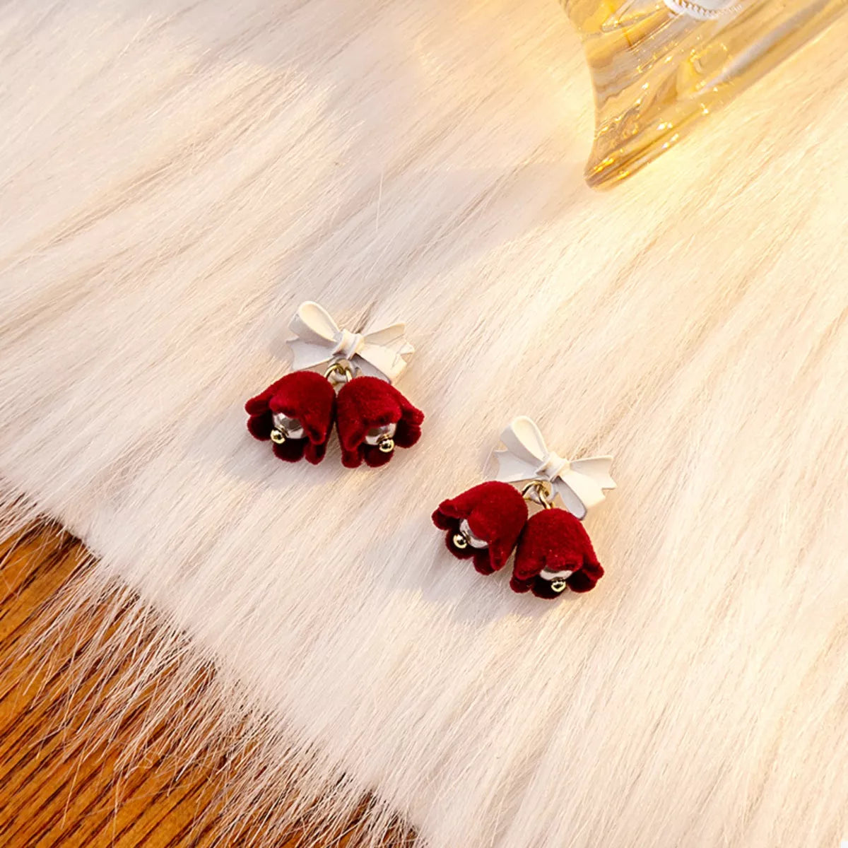 Velvet Bell Earrings with Bow