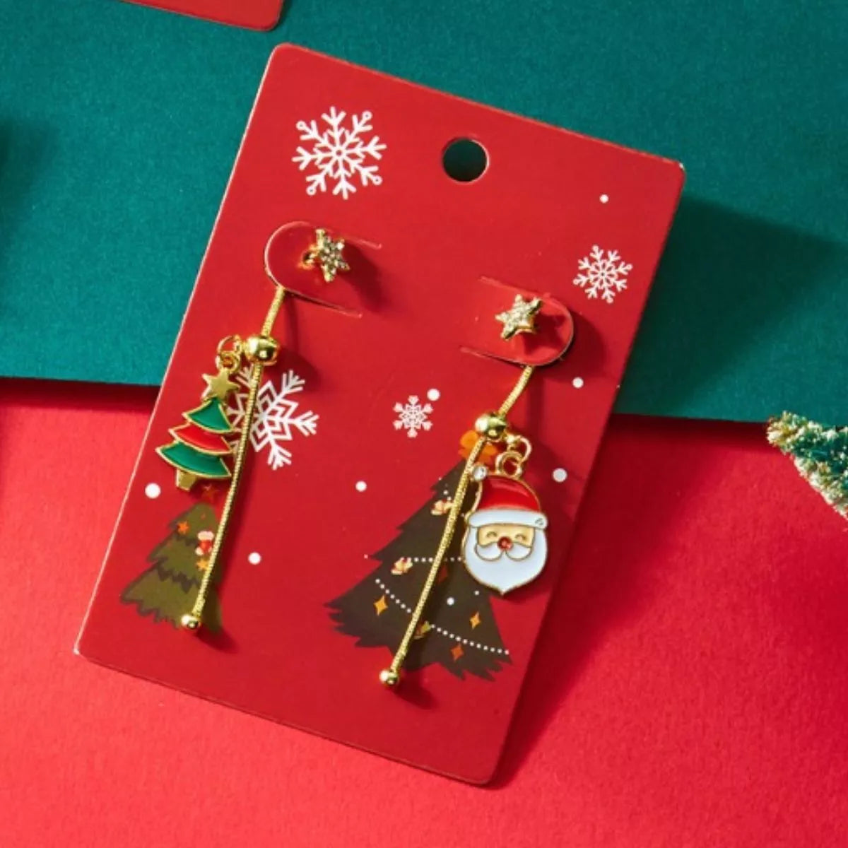 Christmas Santa Asymmetrical Drop Earrings