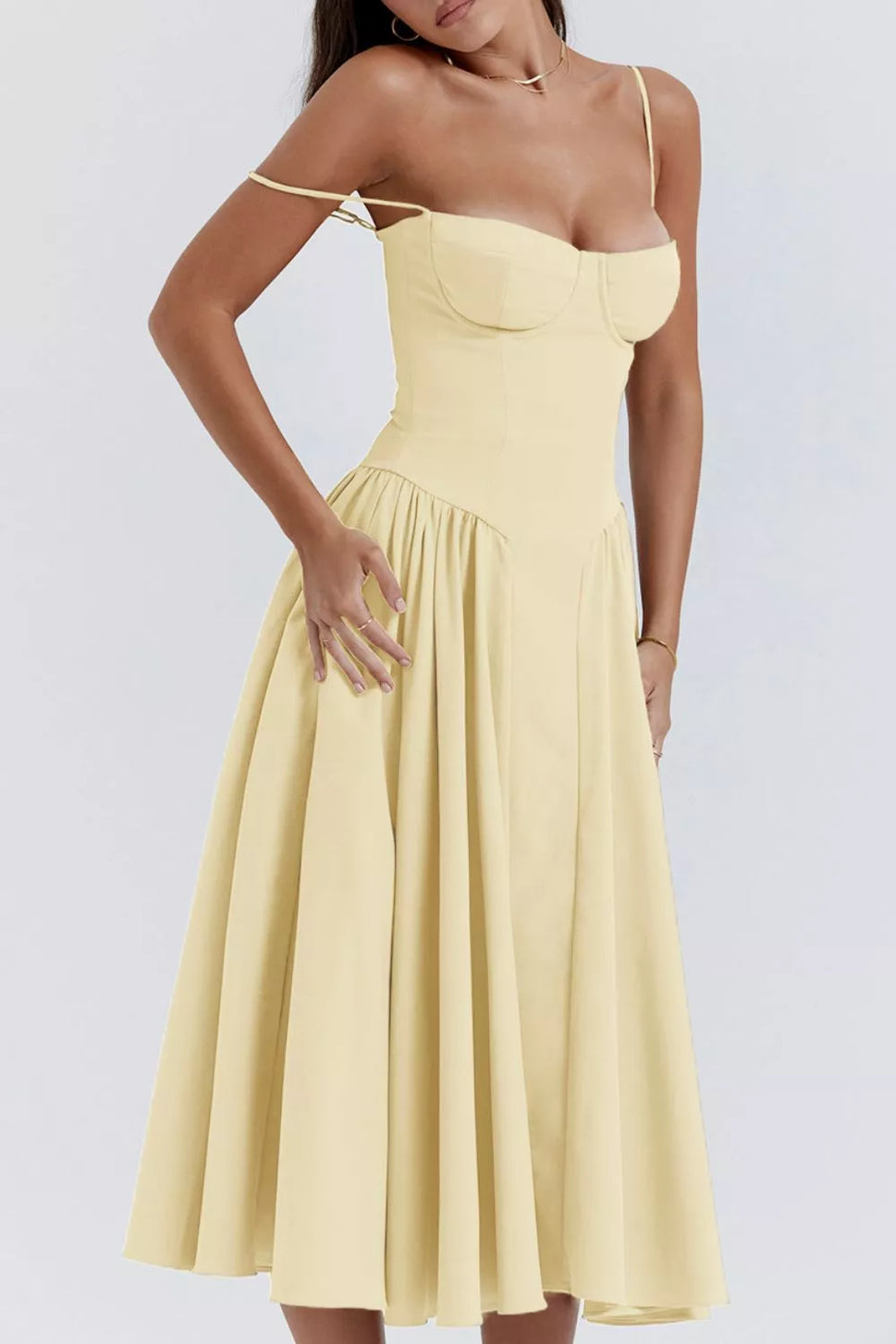 Sweetheart Neck Ruched Midi Dress