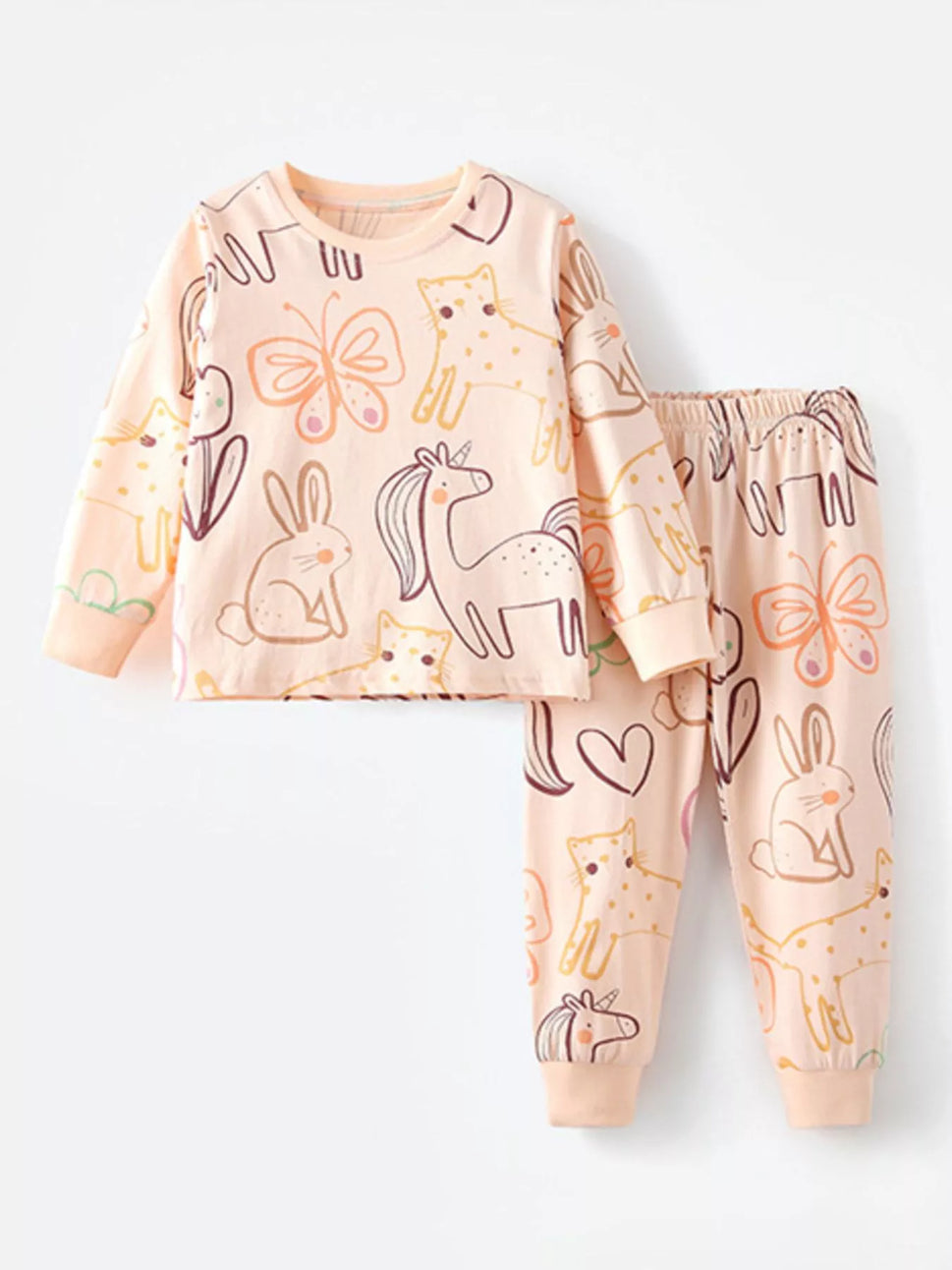 Children's Cute Cartoon Animal Print Pajama Set