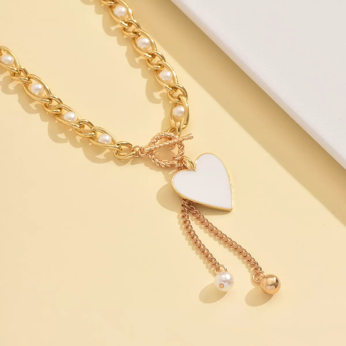 18K Gold-Plated Pearl Heart Necklace