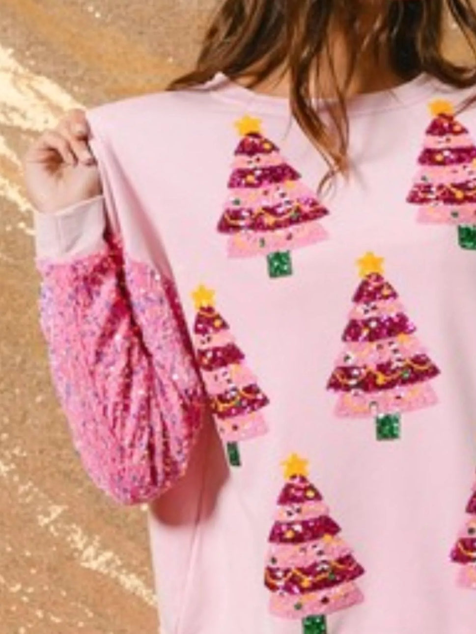 Christmas Theme Sequin Long Sleeve Sweatshirt