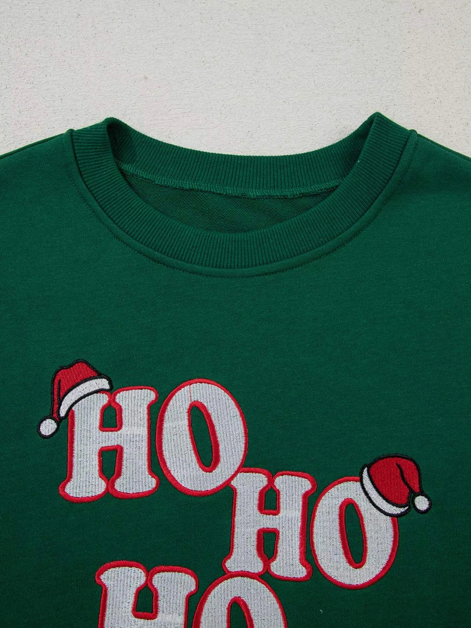 Embroidered Letter Christmas Round Neck Sweatshirt