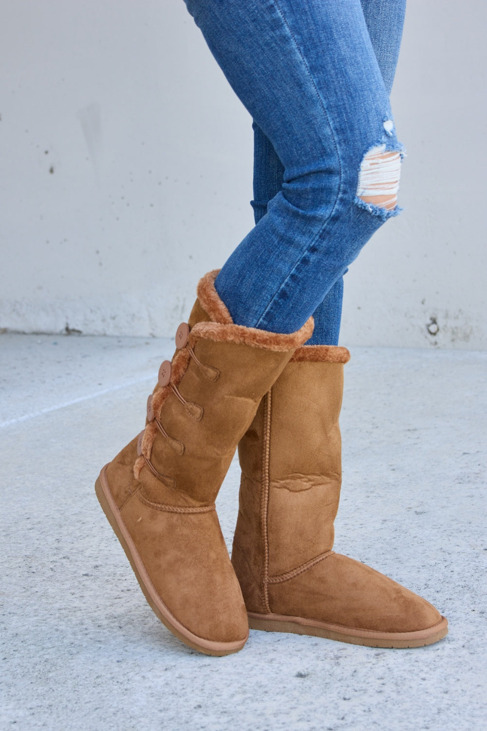 Forever Link Warm Fur Lined Flat Boots | Alfadarling