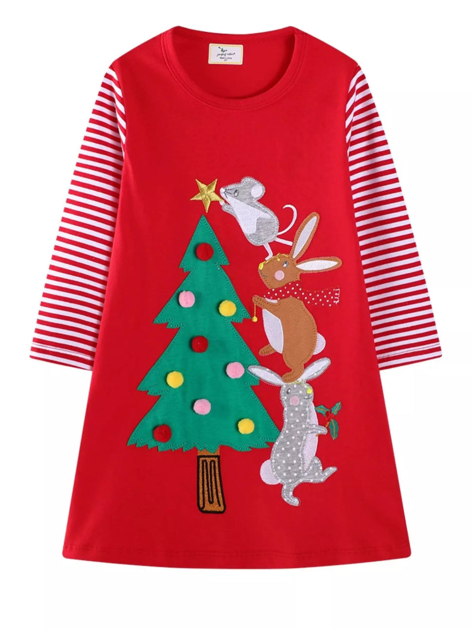 Children's Christmas Tree Animal Long Sleeve Dress