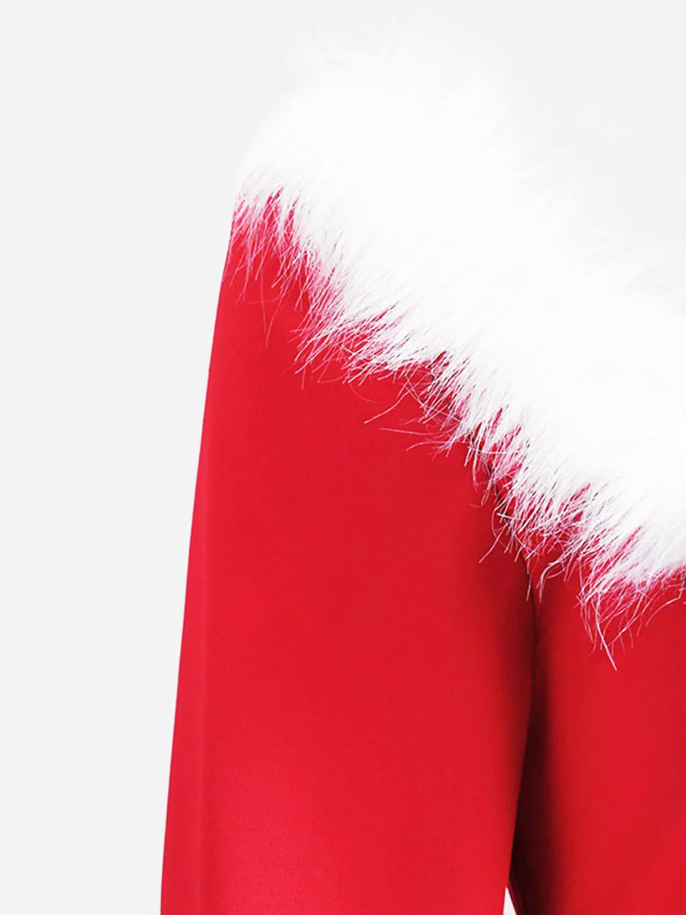 Full Size Fluffy Trim Long Sleeve Christmas Dress Plus Size