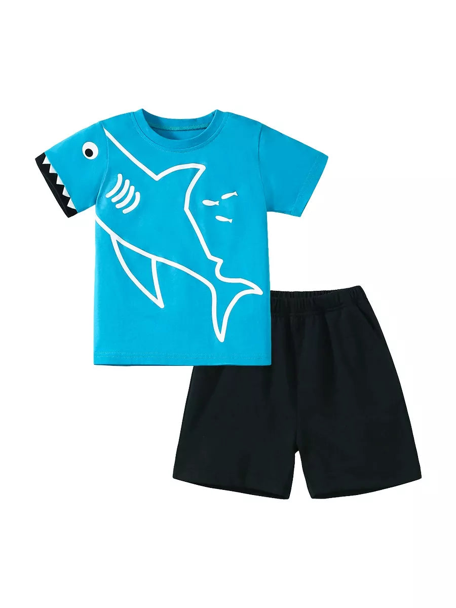 Children's Shark Graphic Tee & Shorts Set