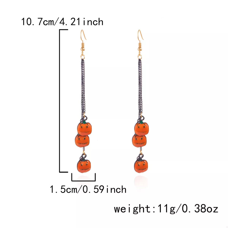 Halloween Pumpkin Chain Drop Earrings