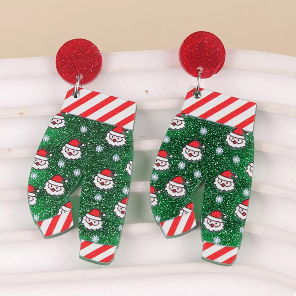 Christmas Holiday Santa Dangle Earrings