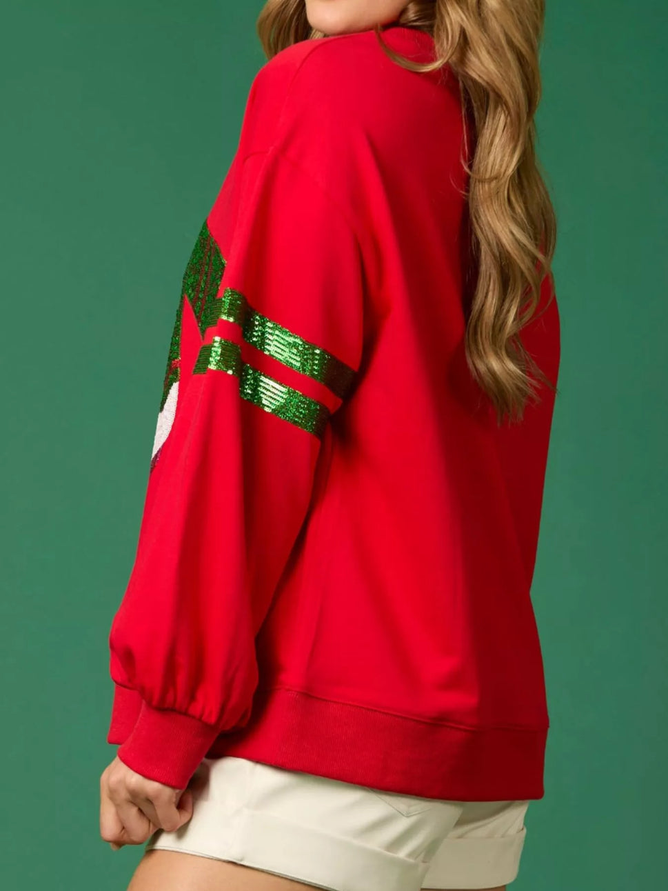 Christmas Sequin Santa Hat Holiday Sweatshirt