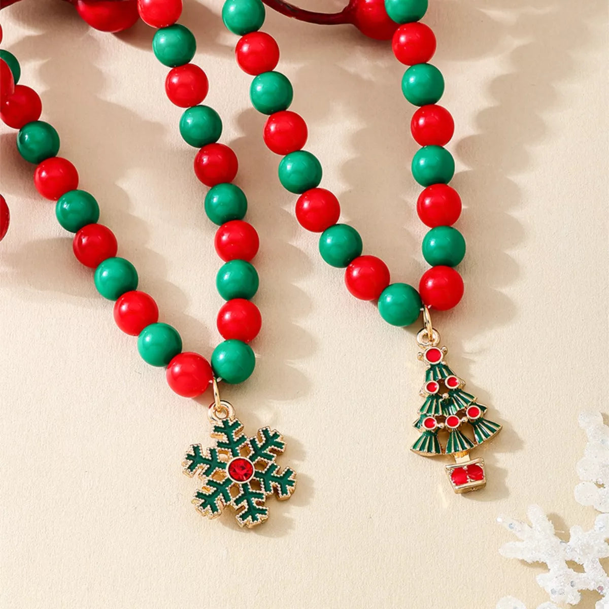 2 Piece Christmas Beaded Necklace with Pendants