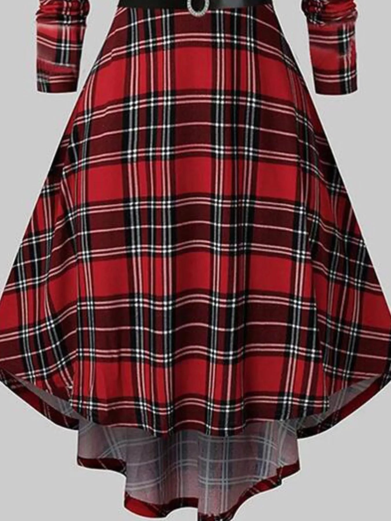 Fuzzy Trim Long Sleeve Christmas Dress