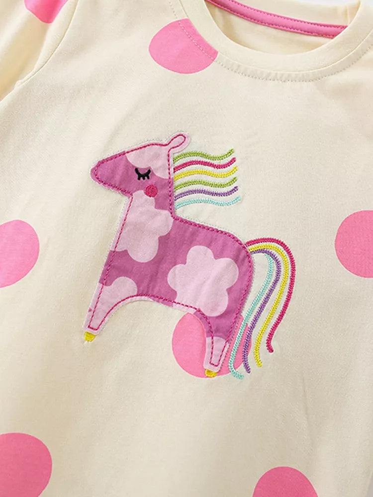 Children's Unicorn Polka Dot Top and Pants Pajama Set