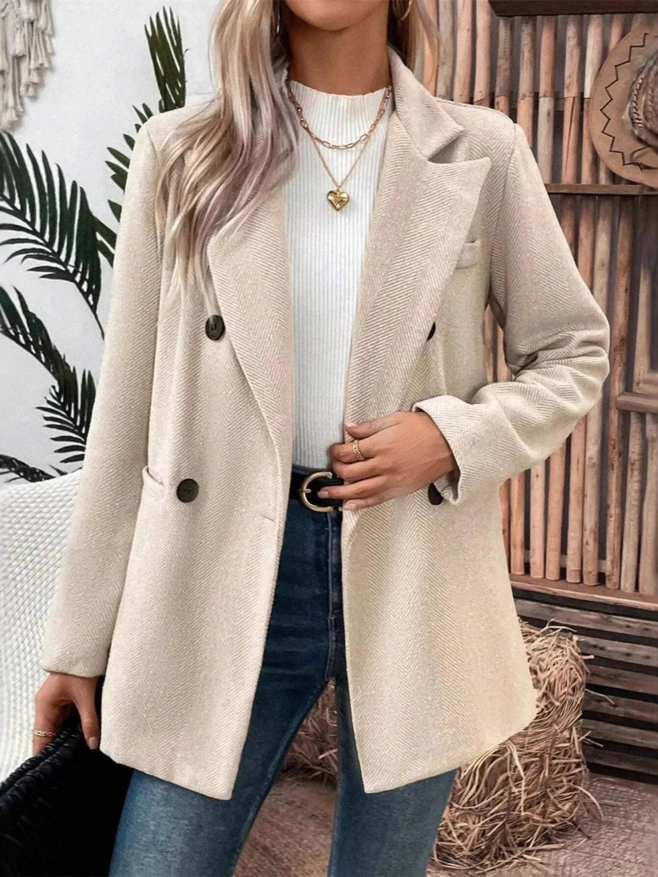 Lapel Collar Long Sleeve Blazer