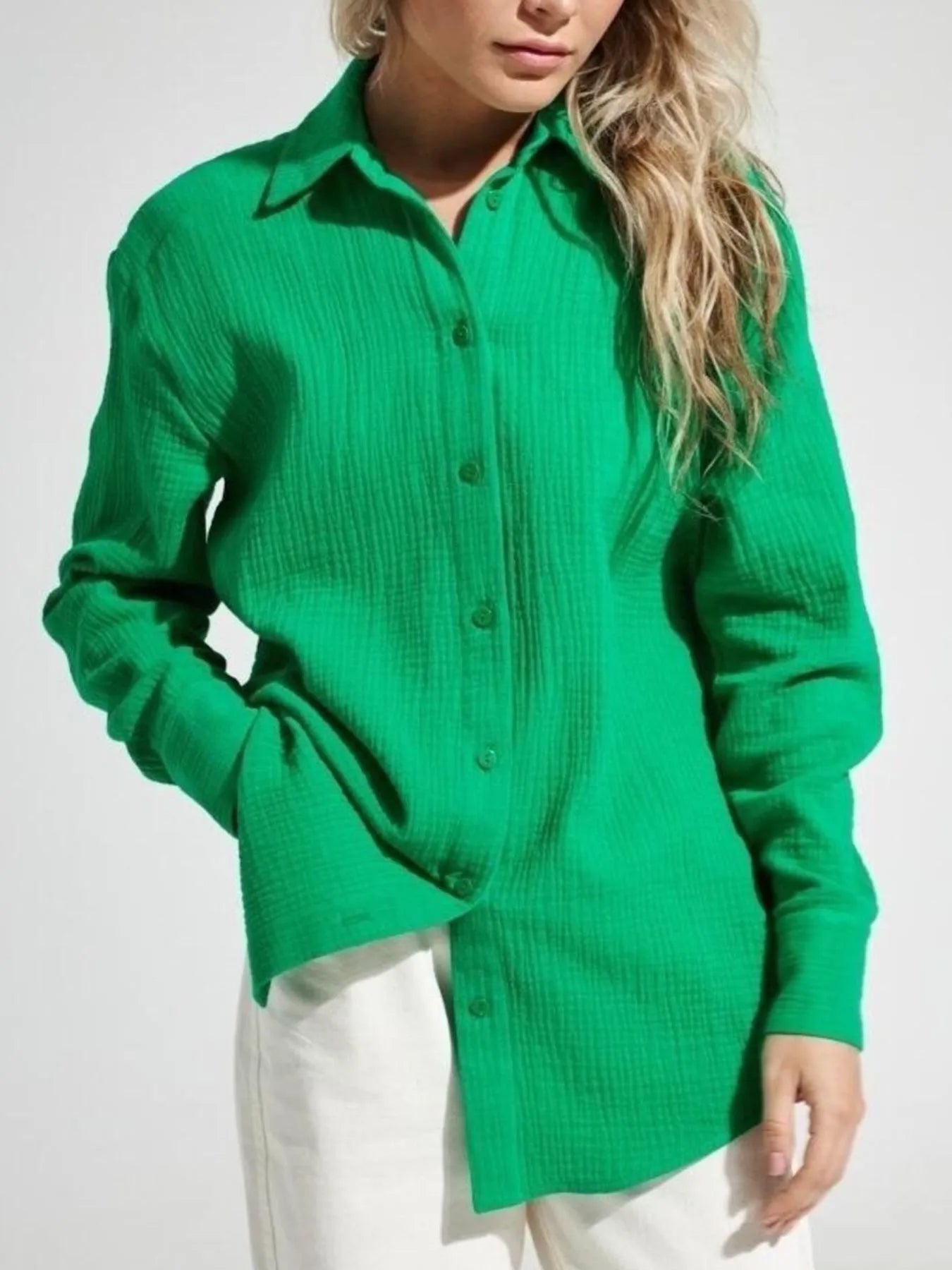 Button Up Long Sleeve Texture Shirt
