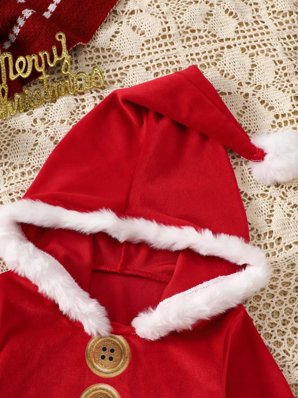 Children's Christmas Santa Claus Hooded One-Piece