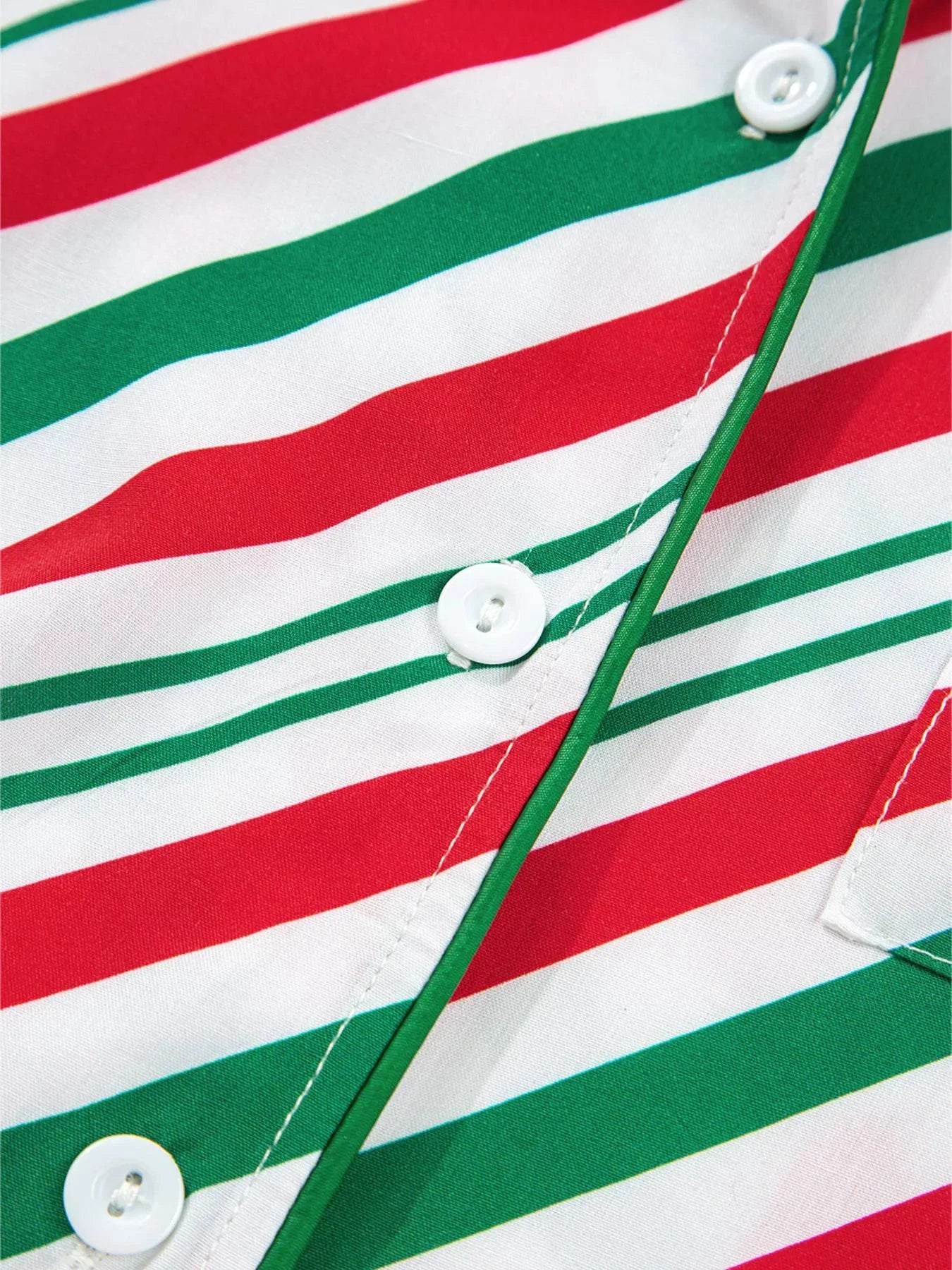 Stripe Contrast Velvet Ribbon Knot Christmas 2pcs Pajama Set