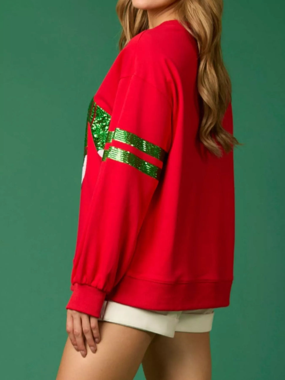 Christmas Sequin Santa Hat Holiday Sweatshirt
